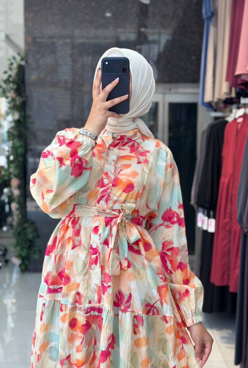 Modal Dijital Elbise 9215 - Moda Fatma