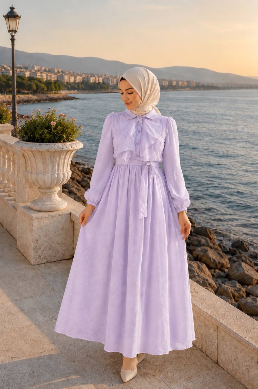 Şifon Harmosa Astarlı Elbise 9260 - Moda Fatma