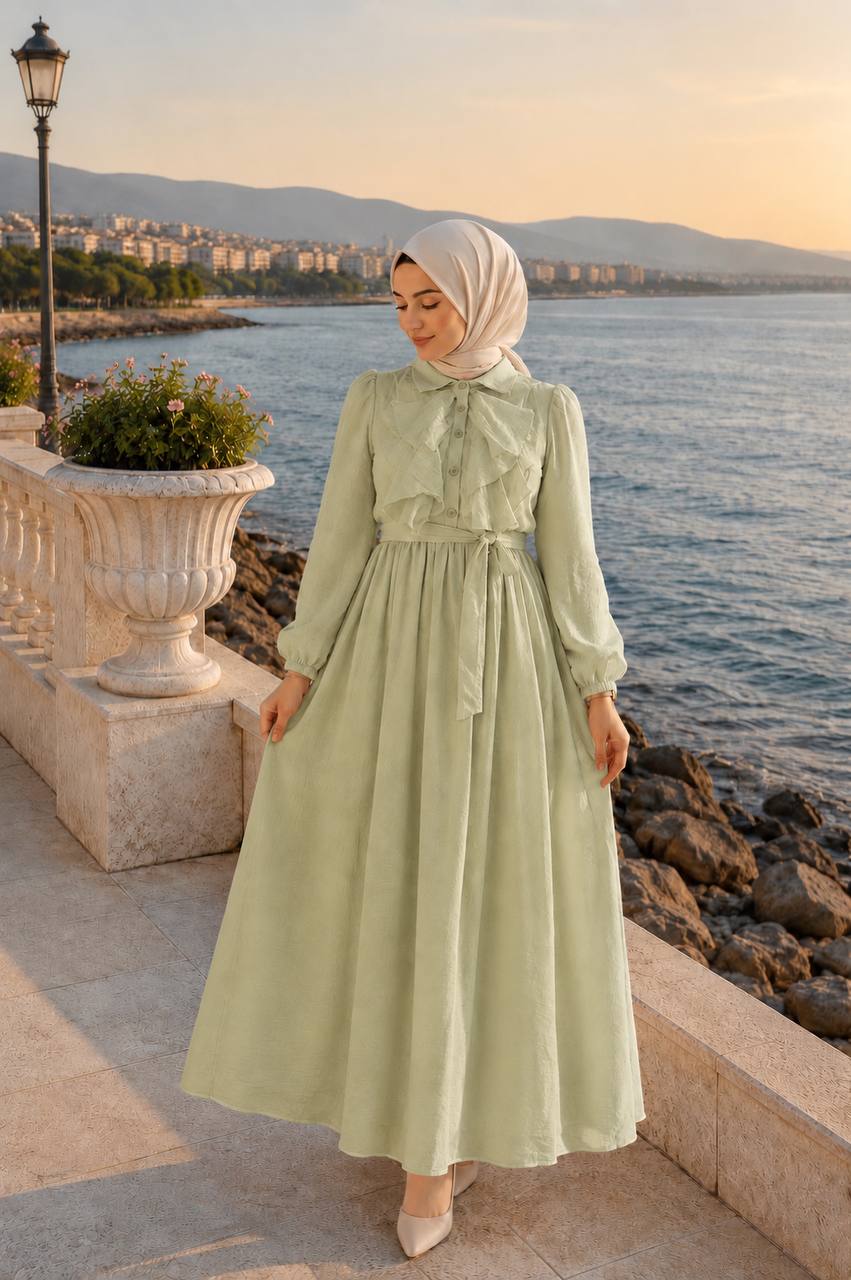 Şifon Harmosa Astarlı Elbise 9260 - Moda Fatma