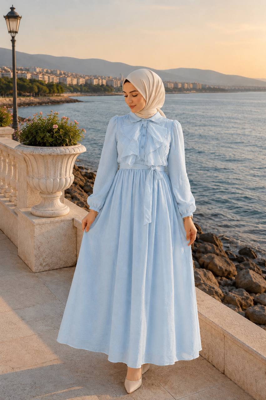Şifon Harmosa Astarlı Elbise 9260 - Moda Fatma