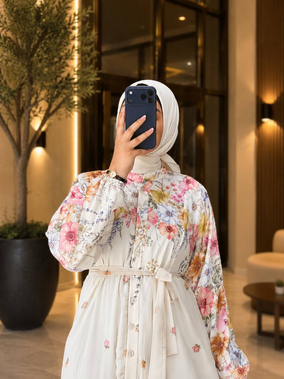 Desenli Şifon Elbise 9302 - Moda Fatma