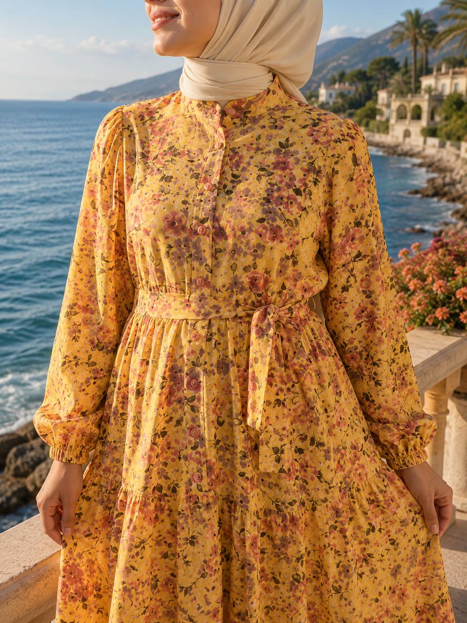 Modal Dijital Elbise 9215 N - Moda Fatma