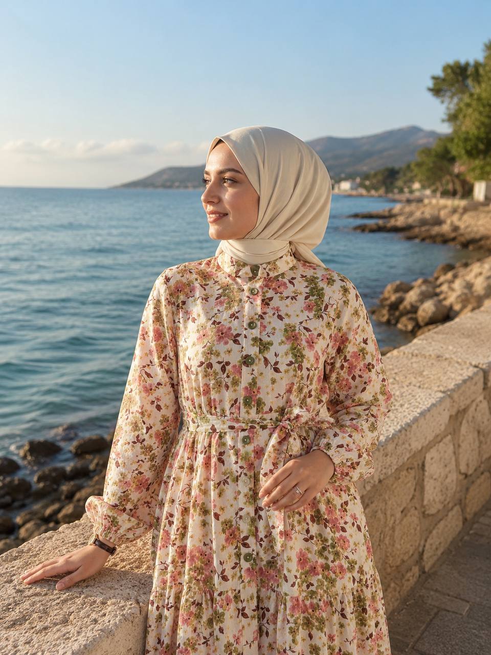 Modal Dijital Elbise 9215 N - Moda Fatma