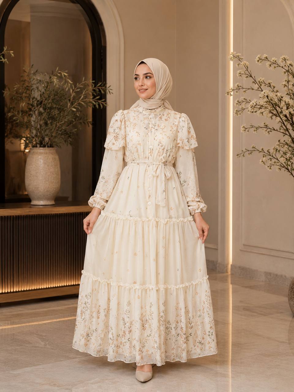 Şifon Astarlı Elbise 9245 F - Moda Fatma