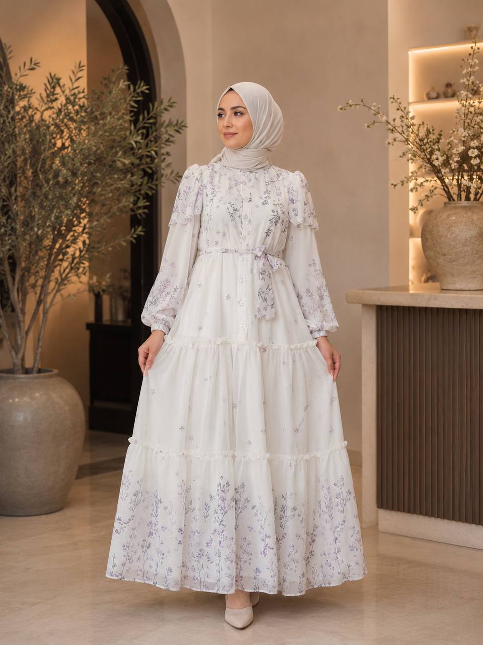 Şifon Astarlı Elbise 9245 F - Moda Fatma