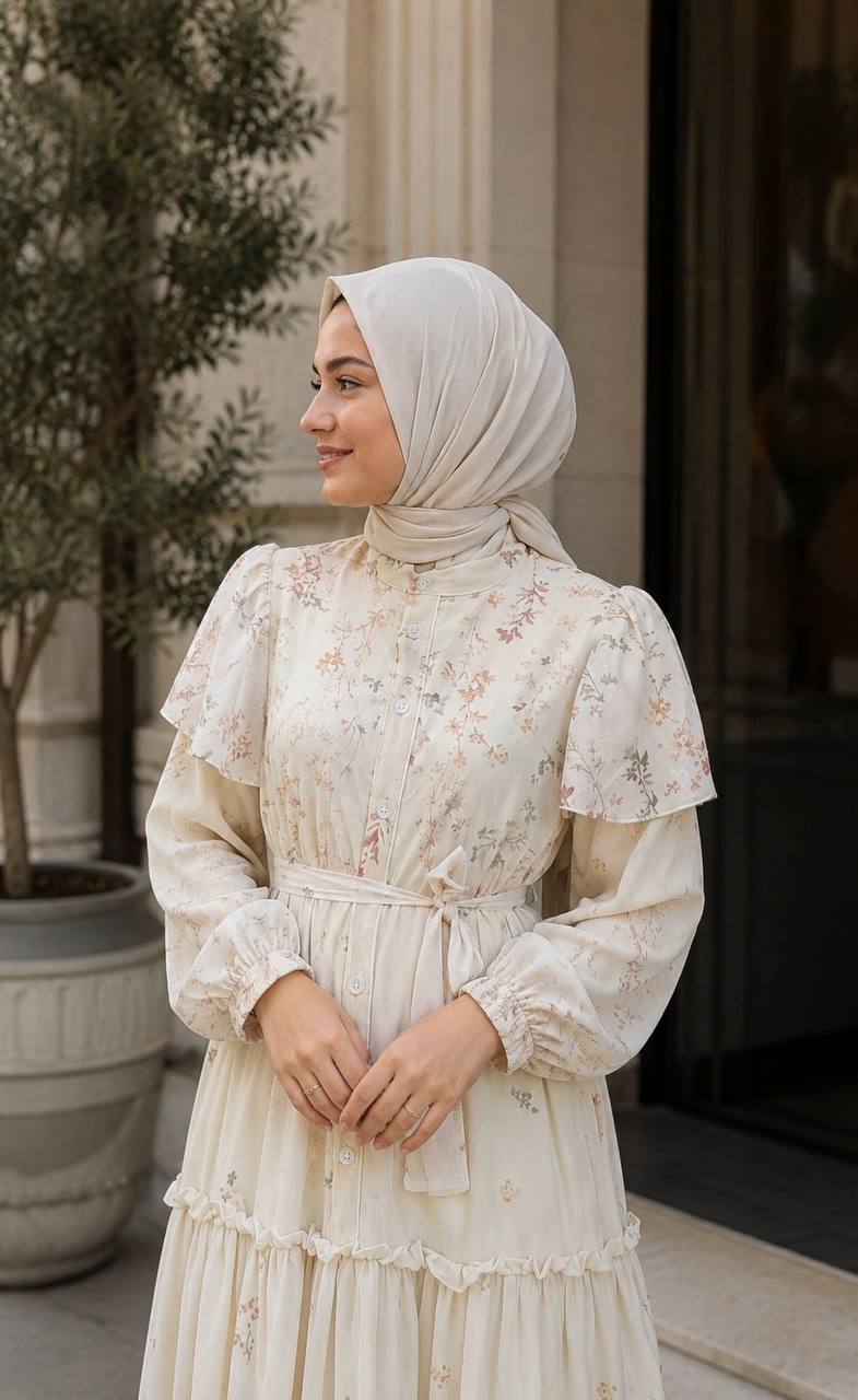 Şifon Astarlı Elbise 9245 F - Moda Fatma