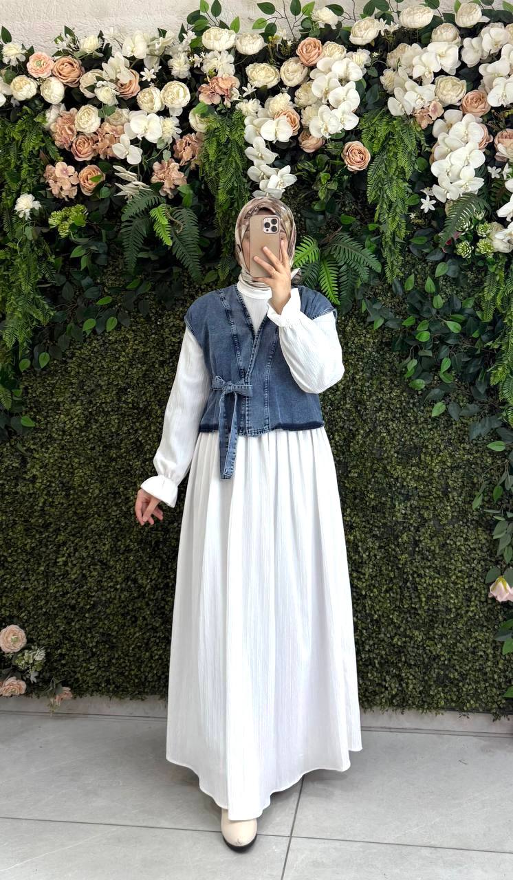 Pamuklu keten Elbise 8151