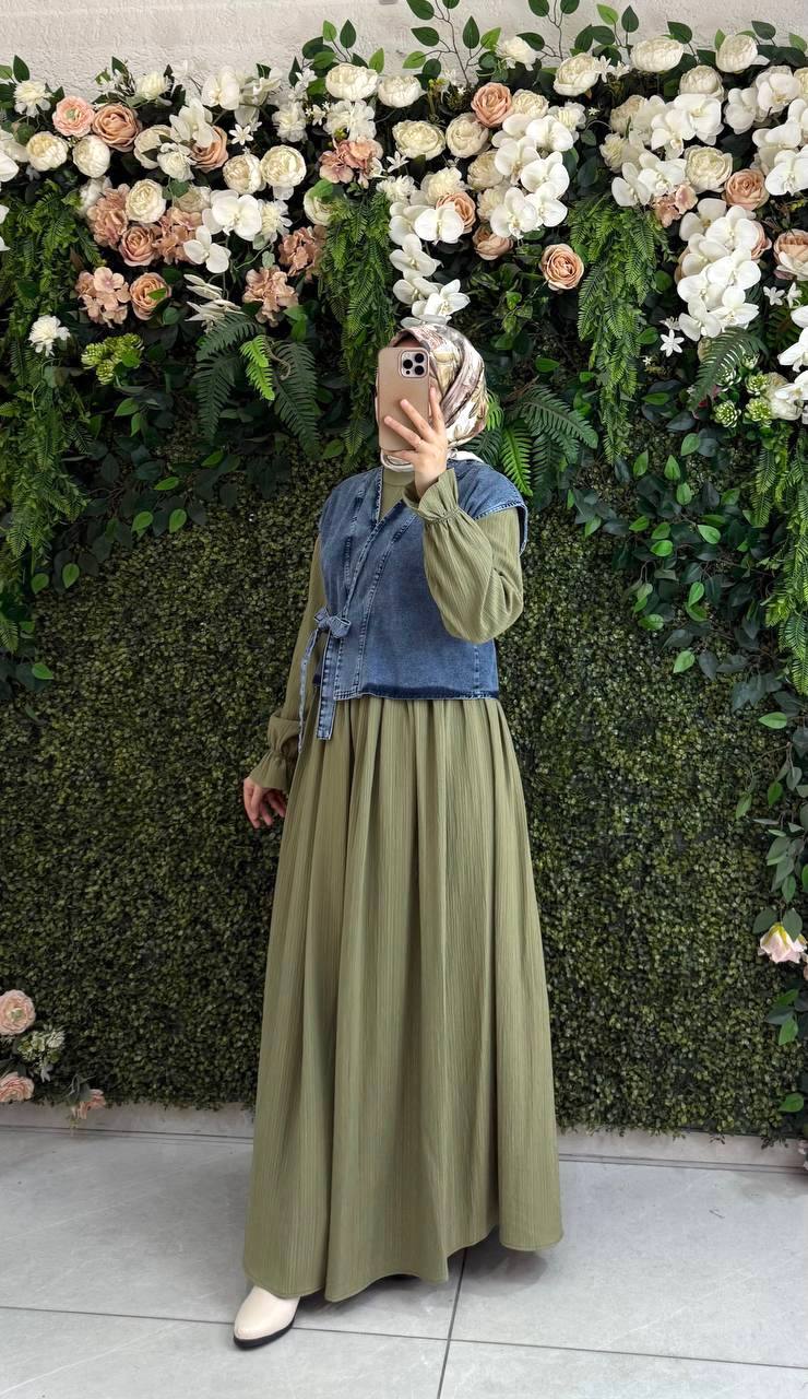 Pamuklu keten Elbise 8151