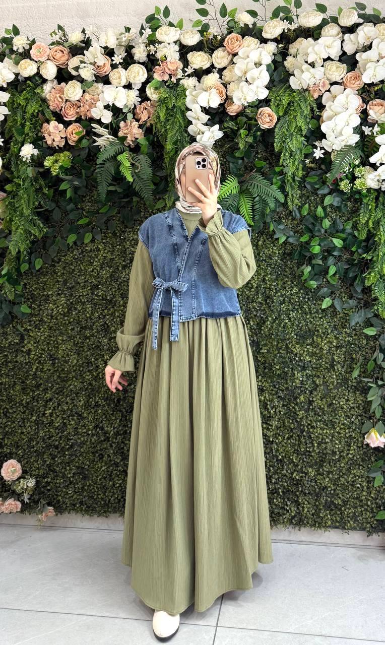 Pamuklu keten Elbise 8151